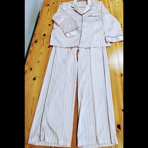 Victoria's Secret, Pink and white striped, long sleeve with long pant pajamas. M